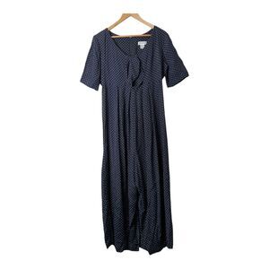 Vtg Express 90s Y2K Wide leg Jumpsuit Sz 9/10 Cutout Tie Front Pleated Boho Rare